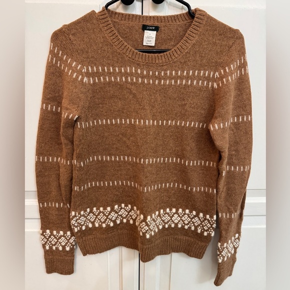 J. Crew Tan Knit Sweater with cream details. Size S - Picture 1 of 8